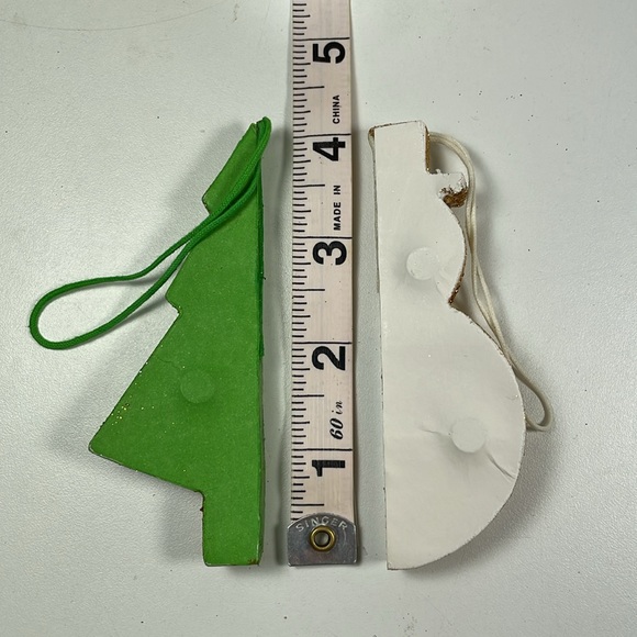 NWT Set of 2 green Christmas tree, white snowman paper fold-away ornaments - Picture 7 of 7